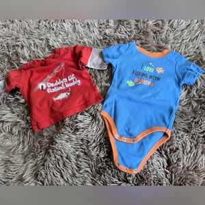 3-6 month and 9 month Fishing buddy shirt and onsie